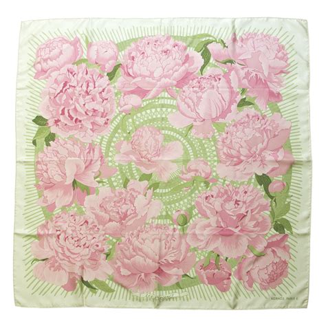 hermes pink and green scarf with peonies|Pink and Green Hermes Scarf .